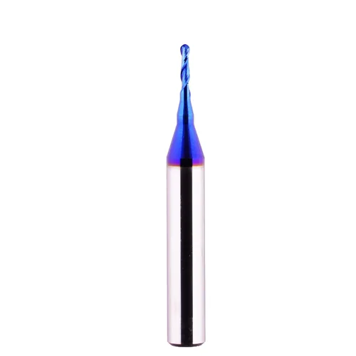 Miniatura 9 de Fresas de punta de bola de carburo de 1/4 pulgadas de diámetro de corte de 1/8 pulgadas con revestimiento nano azul para fresado lateral, mecanizado