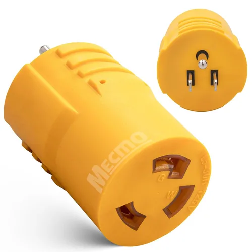 MECMO Adaptador Twist-Lock de 30 Amperios a 110 Voltios para RV, Enchufe Eléctrico NEMA 5-15P a L5-30R, 125V 1875W, Enchufe Macho Doméstico de 15A a
