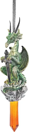 Miniatura 24 de Design Toscano - Juego de adornos de 3 dragones de Amesbury montados en piedras preciosas, color plateado, Navidad