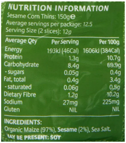 Miniatura 3 de Real Foods Paquete de 2 pasteles de maíz orgánico de sésamo fino de 5.3 onzas, pasteles de maíz orgánico dorado madurado por el sol con sésamo