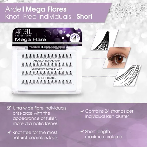 Miniatura 3 de Ardell Pestañas individuales Mega Flare – Pestañas postizas cortas de aspecto natural, racimos de pestañas para bricolaje, extensiones de pestañas
