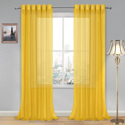 Miniatura 87 de DWCN Cortinas traslúcidas color verde frijol para sala de estar y dormitorio - Cortinas voile con aspecto de lino sintético con ojales en la parte