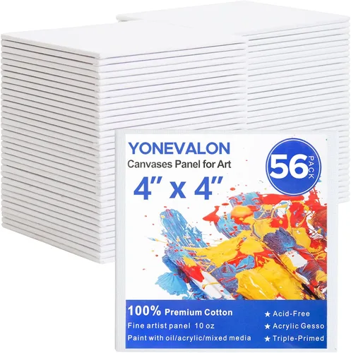 YOURSORTER Mini lienzo para pintar de 4 x 4 pulgadas, paquete de 56 lienzos de pintura pequeños a granel para principiantes y artistas, imprimado