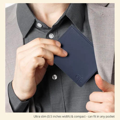 Miniatura 51 de Carteras RFID delgadas para hombres - Cartera de bolsillo frontal de piel genuina