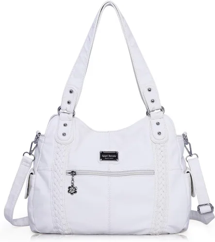 Miniatura 148 de Angel Barcelo - Bolsa de hombro amplia para mujer, diseño Hobo, cuero lavado