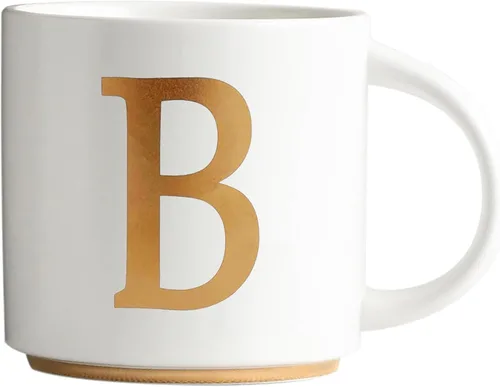 Miniatura 9 de COLLECTIVE HOME - Tazas de cerámica con monograma, tazas de café con inicial dorada de 15 onzas, elegantes tazas de té del alfabeto, elegante taza p