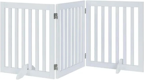 unipaws Puerta para mascotas de pie libre de 24 pulgadas de alto para perros y gatos, puertas de madera para puerta, escaleras, valla plegable para