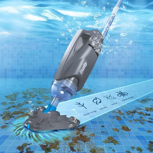 Aspiradora de piscina inalámbrica para piscina sobre el suelo con poste telescópico, potente succión de 18.5 GPM, tiempo de funcionamiento de 45