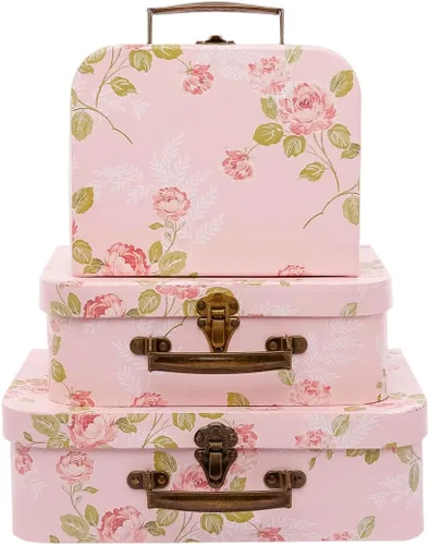 Miniatura 9 de Juego de 3 maletas de cartón decorativas, compatibles con organizador de almacenamiento Barbie, ropa de muñeca, juguetes, fotos, accesorios, Puntos