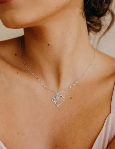 Miniatura 2 de ITS4YEO 925 Sterling Silver Love Heart Birthstone Necklaces Silver Necklace Zircon Pendant Necklaces for Women Jewelry Gift for Women Wife Girls Her