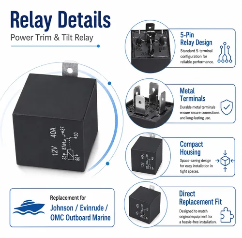 Miniatura 5 de Recorte eléctrico y relé de inclinación 584416 586224 18-570 para Johnson para Evinrude para Outboard Marine Corp OMC (paquete de 2)