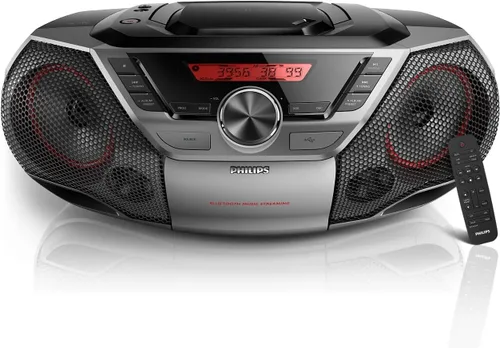 Miniatura 7 de Philips Reproductor de CD portátil Boombox Bluetooth con reproductor de cassette Todo en uno Potente sistema estéreo Boom Box Reproductor de CD