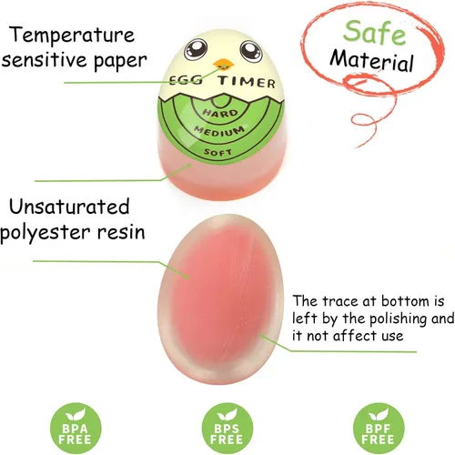 Miniatura 5 de Lasubst Temporizador de huevos que va en agua para hervir huevos, suave y duro, verde +