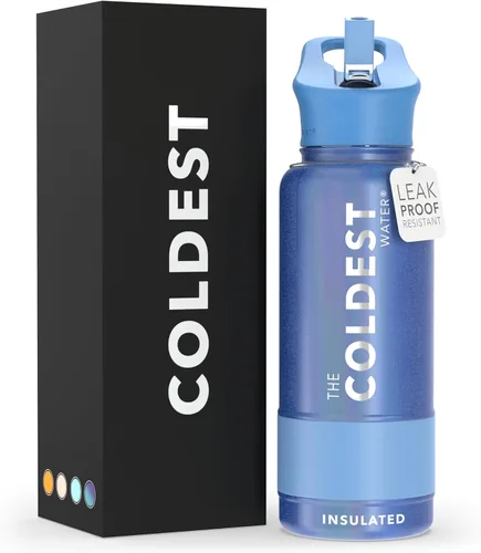Miniatura 120 de Coldest - Botella para agua con tapa que incluye pajilla, térmica y metálica (acero inoxidable), para hombres y mujeres, color morado