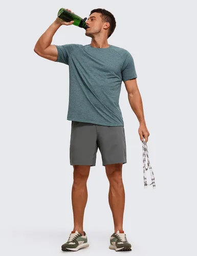 Miniatura 3 de CRZ YOGA Crewneck Workout Shirts for Men - Quick Dry Running Athletic T-Shirts Lightweight Basic Tops