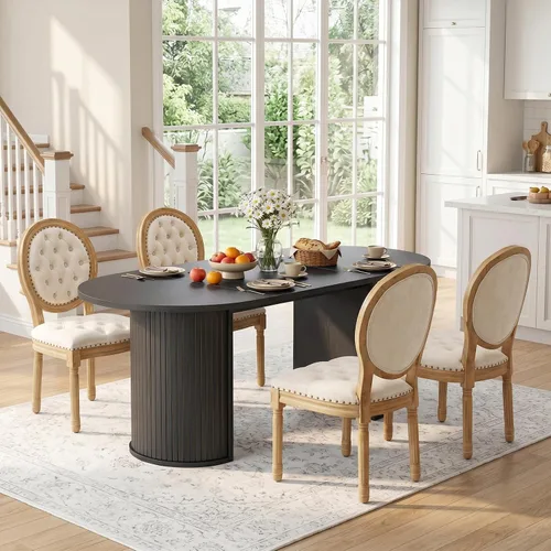 Miniatura 12 de SoarFlash Juego de mesa de cocina y sillas para 4, juego de mesa de comedor de 47 pulgadas para 4 personas con sillas tapizadas de terciopelo, juego