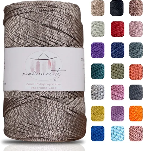 Miniatura 63 de Makromecity, 2 carretes de cordón de macramé de poliéster de 2 mm x 250 yardas (750 pies) de 2 mm de cordón de polipropileno para macramé, ideal