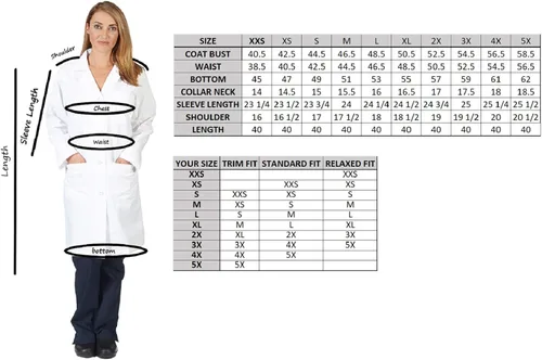 Miniatura 7 de Natural Uniforms Abrigo médico profesional de manga larga unisex de 40 pulgadas