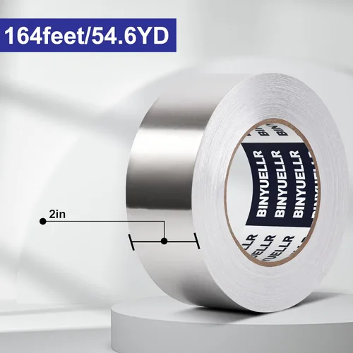 Miniatura 4 de Cinta de papel de aluminio – 2 pulgadas x 164 pies, cinta HVAC cinta de metal plateado para conductos, cinta adhesiva resistente para aislamiento