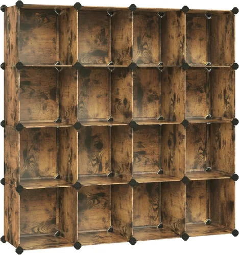 Miniatura 13 de SONGMICS Organizador de almacenamiento de cubos, estantes de almacenamiento de armario de 12 cubos, estantería modular, color negro ULPC34HV1