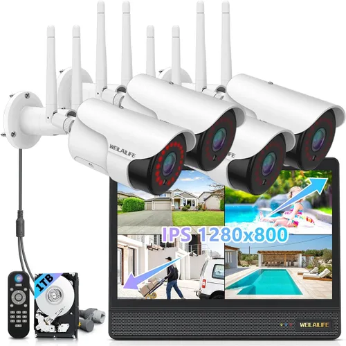 Miniatura 14 de WEILAILIFE 【Audio bidireccional y antena dual mejorada】 Sistema de cámara de seguridad inalámbrica para exteriores con visión nocturna de 27.4