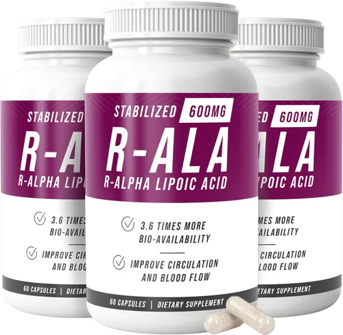 NERVE RENEW R-ALA estabilizado R ácido alfa lipoico 600 mg suplemento de apoyo nervioso paquete de 3