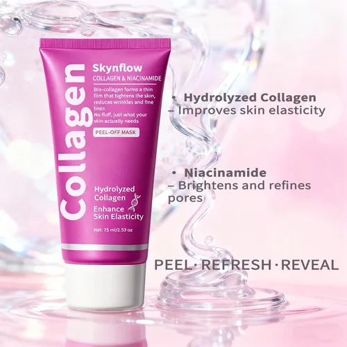 Miniatura 4 de Mascarilla facial de colágeno y péptidos y suero PDRN, mascarilla de envoltura nocturna con colágeno hidrolizado y niacinamida para mayor