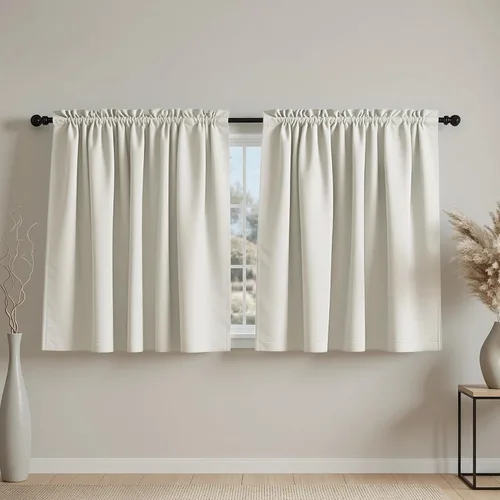 Miniatura 33 de Mrs.Naturall - Cortinas opacas cortas beige para ventanas pequeñas de 18x24 pulgadas de largo