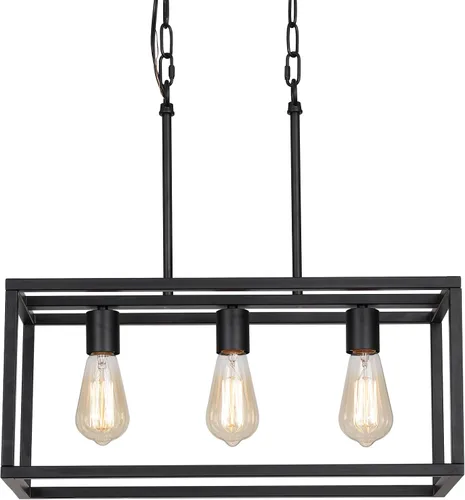 Miniatura 2 de AMZASA Candelabro lineal negro de 3 luces, moderno, rectangular, granja, comedor, lámpara para cocina, isla y bar, certificación UL