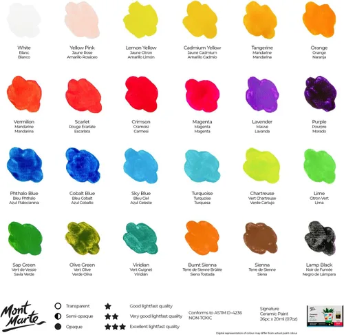 Miniatura 2 de Mont Marte Juego de pintura de cerámica Signature 26 x 0.7 US fl.oz (0.7 fl oz), multicolor, pintura cerámica vibrante, adecuada para porcelana