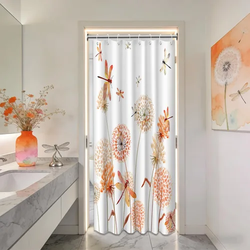 Miniatura 100 de Cortina de ducha floral para primavera y verano, flores silvestres, flores y mariposas, decoración de baño, tela impermeable con ganchos, 70