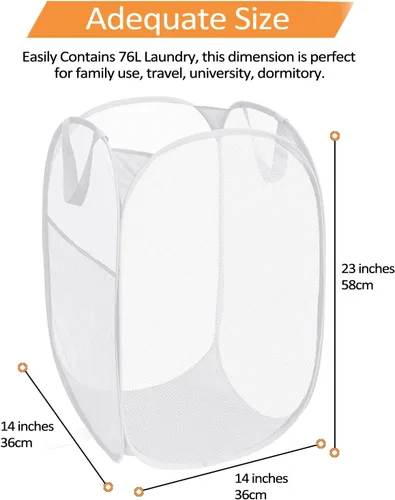 Miniatura 8 de Paquete de 2 cestas plegables resistentes para la lavandería, cestas plegables para lavandería, baño, dormitorio, habitación de los niños