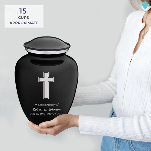 Miniatura 5 de Geturns Embrace - Urnas de cremación cruzadas personalizadas para adultos para cenizas humanas, urna funeraria grande negra para mujeres y hombres