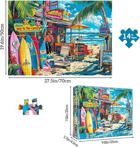 Miniatura 2 de Coast Grocery - Rompecabezas para adultos de 1000 piezas, entrelazado perfectamente con letra en la parte posterior, sin polvo, rompecabezas