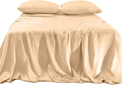Miniatura 14 de Elegant Comfort Lujoso juego de sábanas de satén sedoso de 4 piezas, agradable para la piel y el cabello, resistente a las arrugas, la decoloración