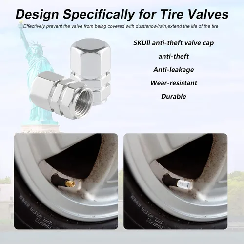 Miniatura 4 de Alpmosn Tapones de Vástago de Válvula de Neumático de Aluminio, Cubiertas de Válvula de Rueda para Auto, Cubierta de Neumático a Prueba de Polvo