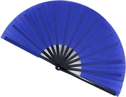 Ventilador de mano plegable grande para baile de línea, grandes ventiladores plegables para festivales de baile, baile, actuaciones (azul)