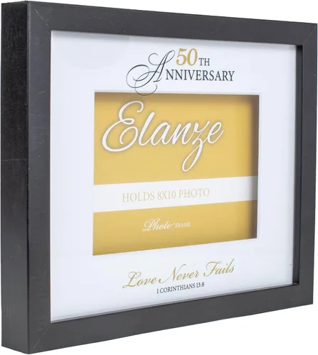 Miniatura 2 de Elanze Designs 50th Anniversary Love Never Fails - Marco de fotos de madera negra (8 x 10 pulgadas)