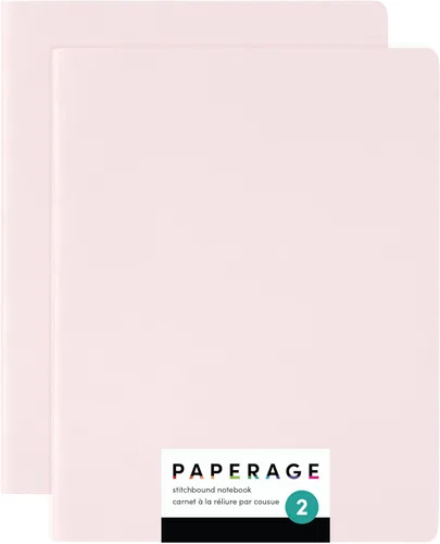 Miniatura 13 de PAPERAGE Cuaderno de diario forrado de tapa suave, paquete de 2, negro), 100 páginas, grande de 7.5 x 9.5 pulgadas, con rayas universitarias, ideal