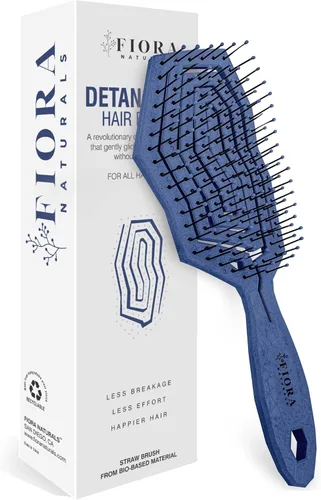 Miniatura 17 de Fiora Naturals Juego de cepillo desenredante bio-amigable, cepillo redondo y peine para mujeres - Todos los tipos de cabello: natural, fino y rizado