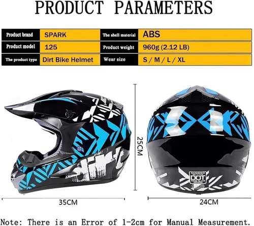 Miniatura 8 de SPARK Casco de motocross juvenil certificado por DOT, cascos de motocross para niños, cara completa, ligero y transpirable para bicicleta eléctrica