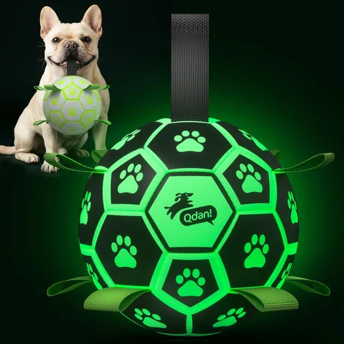 Miniatura 19 de QDAN Juguetes para perros, pelota de fútbol extragrande con correas, juguete de remolcador, juguete de agua, bolas duraderas para perros