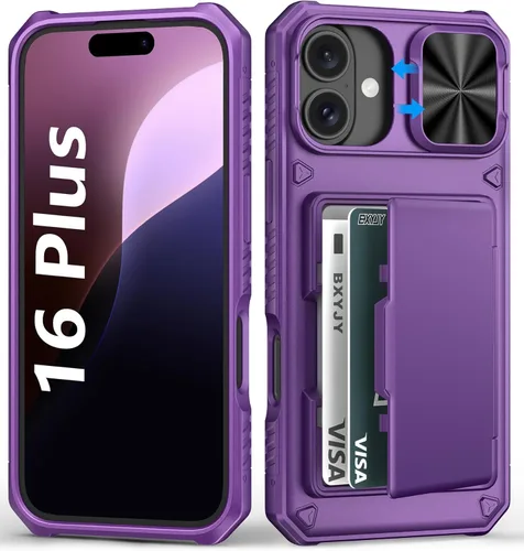 Miniatura 52 de BXYJY Funda tipo cartera para iPhone 15 Pro con tarjetero (4-5 tarjetas) y cubierta deslizante para cámara y soporte, protección contra caídas