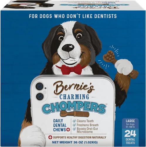 Miniatura 9 de Bernie's Charming Chompers - Masticables dentales diarios para perros de 50 a 100 libras. - 12 unidades - Limpia los dientes, refresca el aliento +