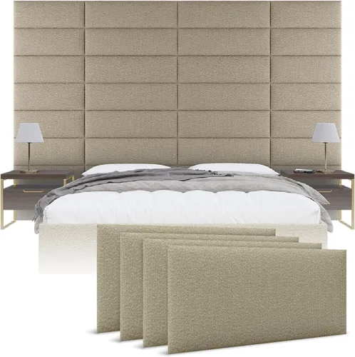 Vänt - Cabeceros tapizados para pared - Cabeceros montados en la pared tamaño King/California King - Boucle Beige - Twin/King - Juego de 4 paneles