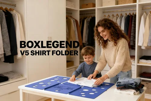 Miniatura 2 de BoxLegend V5 - Carpeta plegable para camisas, carpeta de ropa, fácil y rápido de plegar, asistente de lavandería para carpetas de lavandería Azul
