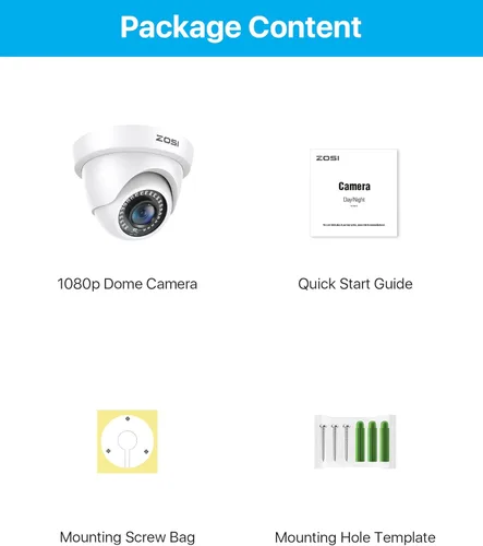 Miniatura 9 de ZOSI Cámara de seguridad domo HD-TVI de 2MP 1080P HD-TVI para interiores y exteriores, 4 en 1 híbrida CVI/TVI/AHD/960H CVBS Cámara CCTV analógica