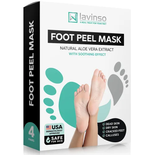 Miniatura 9 de Máscara exfoliante para pies Lavinso para pies secos y agrietados – Paquete de 2 mascarillas exfoliantes que eliminan la piel muerta y callos