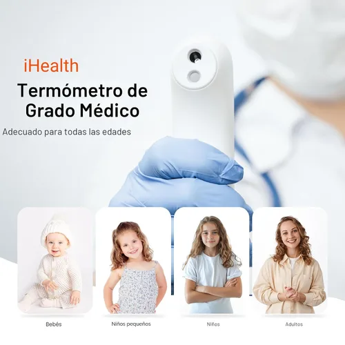 Miniatura 5 de iHealth Termómetro digital sin contacto para la frente para adultos, bebés, niños, 3 sensores ultra sensibles, retroalimentación de vibración Negro