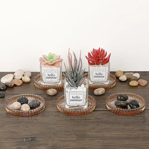 Miniatura 8 de JUXYES Juego de 5 posavasos de cristal tono ámbar redondos, tapetes para tazas de vidrio, posavasos para bebidas, café, té, vino, posavasos
